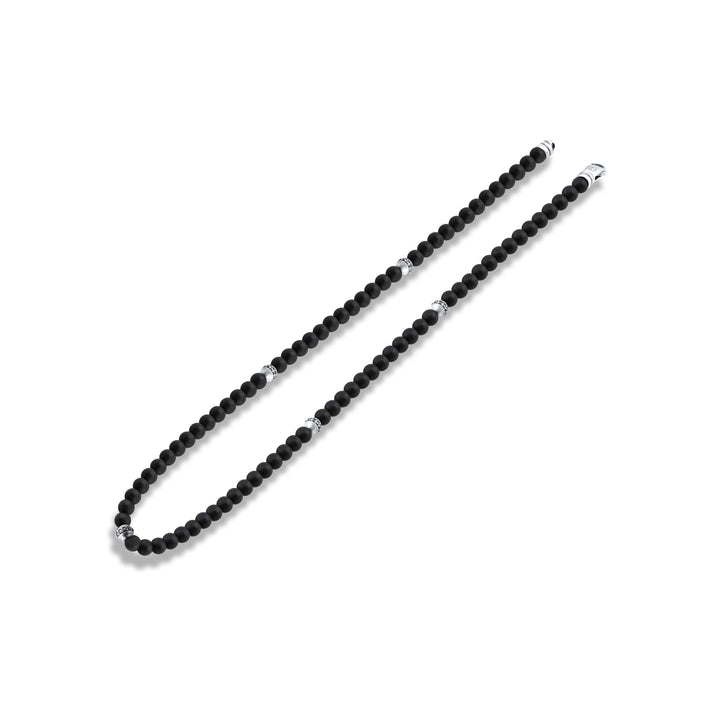 Black Onyx Matte Bead Necklace with Black Diamonds and Swivel Clasp Closure | CHC FINE JEWELRY