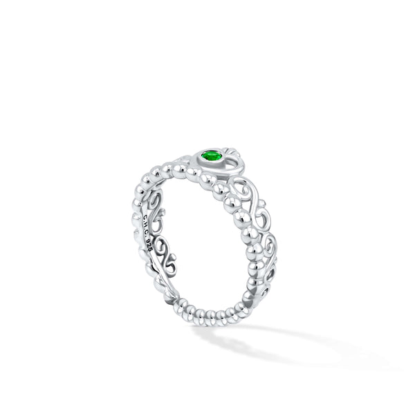 Crown Shaped Ring with Tsavorite Garnet in Sterling Silver 925 | CHC FINE JEWELRY