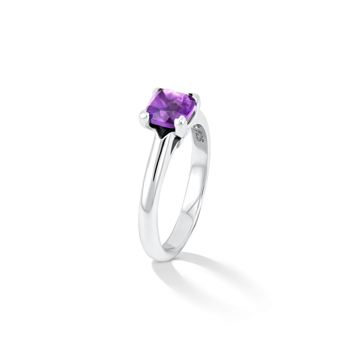 6mm Cushion Natural Amethyst Solitaire Ring | CHC FINE JEWELRY