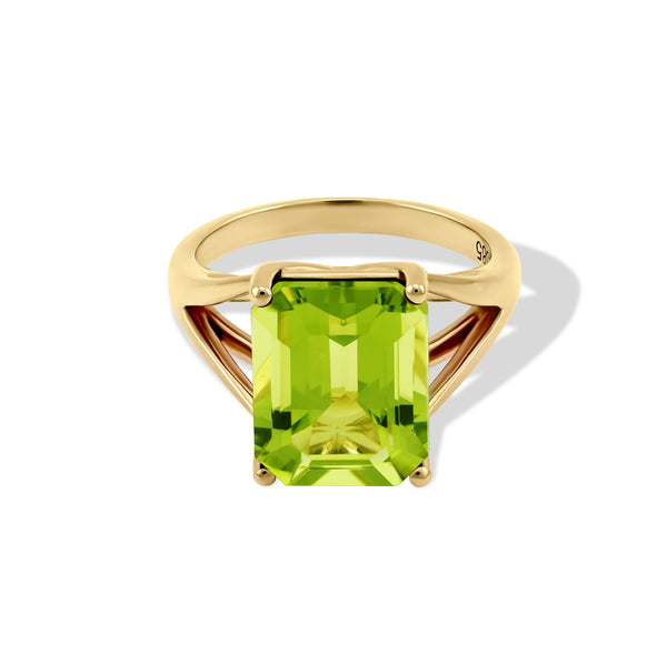 14K Yellow Gold Faceted Peridot Split Shank Ring | CHC FINE JEWELRY
