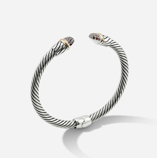 Twisted Design Red Diamond Cable Bracelet with hinge clasp sterling Silver and 18K Yellow Gold | CHC FINE JEWELRY