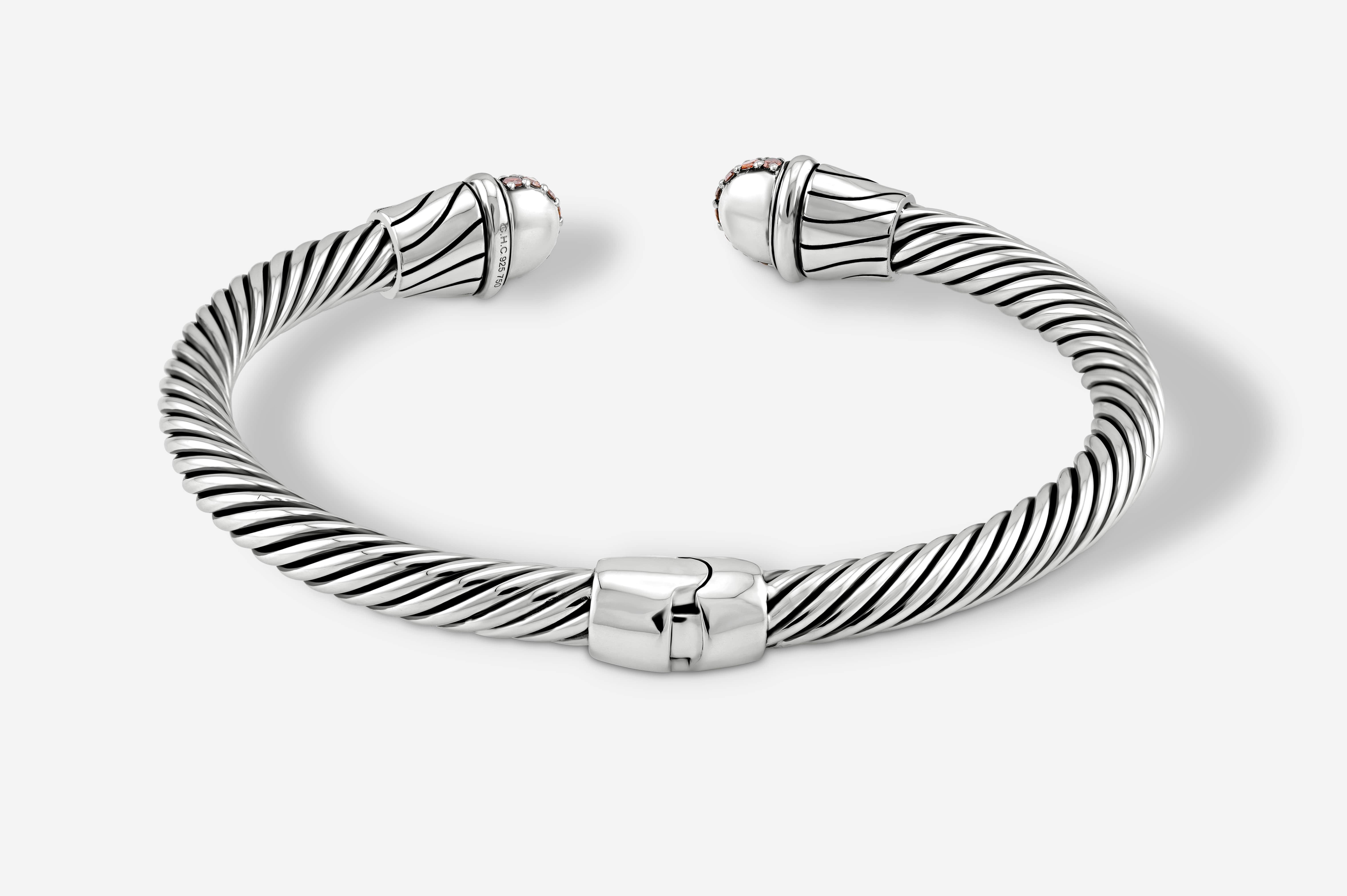 Passionate Elegance: Red Diamond Cable Bracelet in Silver & 18K