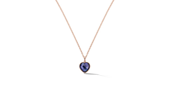 Handmade 16mm Heart-Shaped Deep Blue Sapphire Pendant in 14K Gold